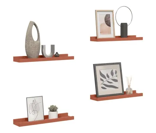 Sieninė Lentyna 4 Pcs Raudona 40 X 9 X 3 Cm Apdirbta Mediena