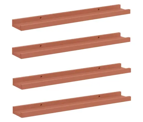 Sienas Plaukts 4 Pcs Sarkana 60 X 9 X 3 Cm Inženierijas Koks Vidaxl