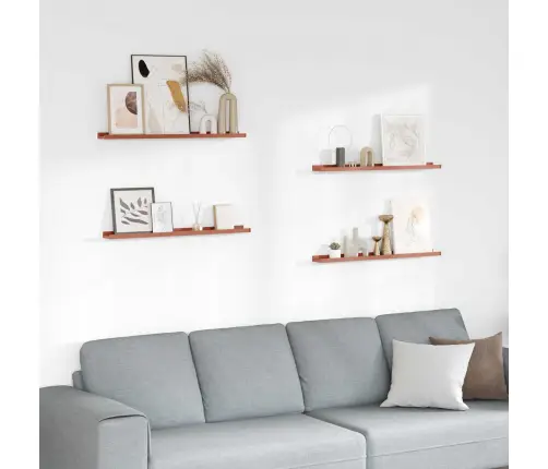 Sieninė Lentyna 4 Pcs Raudona 80 X 9 X 3 Cm Apdirbta Mediena