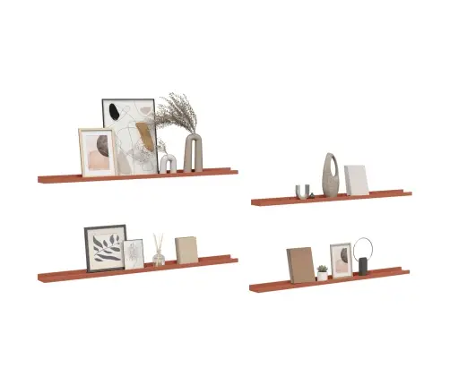 Sieninė Lentyna 4 Pcs Raudona 115 X 9 X 3 Cm Apdirbta Mediena