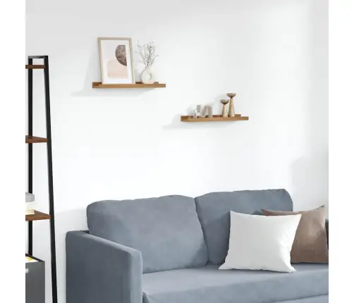 Sienas Plaukts 2 Pcs Brūna 40 X 9 X 3 Cm Inženierijas Koks Vidaxl