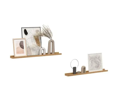 Seinariiul Riiuliga 2 Pcs Pruun 80 X 9 X 3 Cm Tehispuit