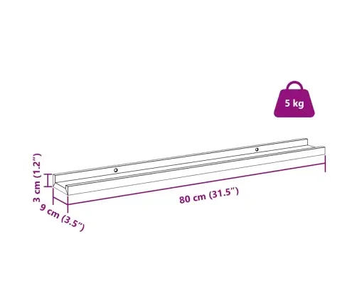 Seinariiul Riiuliga 2 Pcs Pruun 80 X 9 X 3 Cm Tehispuit