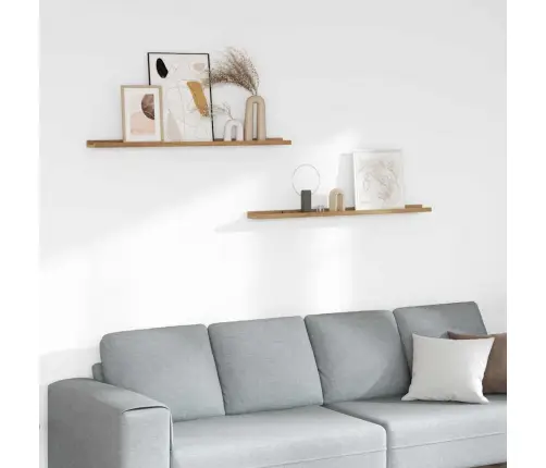 Sienas Plaukts 2 Pcs Brūna 100 X 9 X 3 Cm Inženierijas Koks Vidaxl