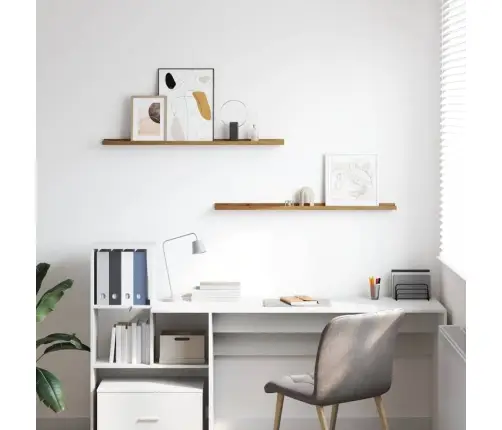 Sienas Plaukts 2 Pcs Brūna 100 X 9 X 3 Cm Inženierijas Koks Vidaxl