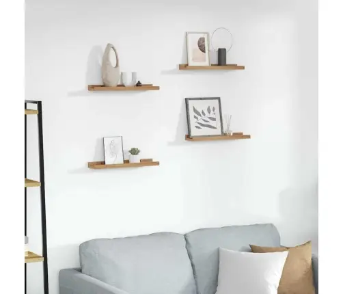 Sienas Plaukts 4 Pcs Brūna 40 X 9 X 3 Cm Inženierijas Koks Vidaxl