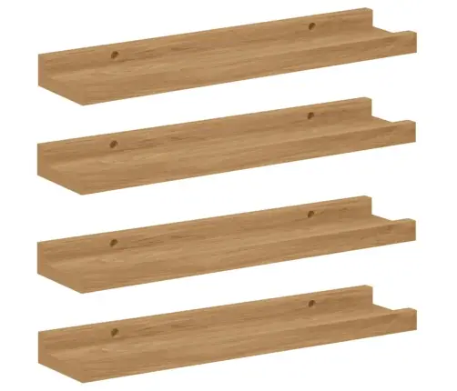 Sienas Plaukts 4 Pcs Brūna 40 X 9 X 3 Cm Inženierijas Koks Vidaxl
