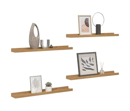 Sienas Plaukts 4 Pcs Brūna 40 X 9 X 3 Cm Inženierijas Koks Vidaxl