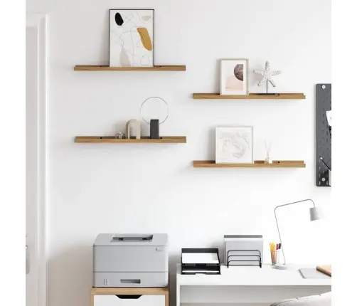 Sieninė Lentyna 4 Pcs Ruda 60 X 9 X 3 Cm Apdirbta Mediena