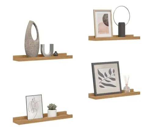 Sieninė Lentyna 4 Pcs Ruda 60 X 9 X 3 Cm Apdirbta Mediena