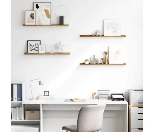 Sienas Plaukts 4 Pcs Brūna 80 X 9 X 3 Cm Inženierijas Koks Vidaxl