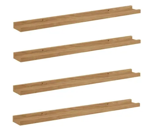 Sienas Plaukts 4 Pcs Brūna 80 X 9 X 3 Cm Inženierijas Koks Vidaxl