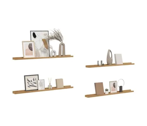 Seinariiul Riiuliga 4 Pcs Pruun 100 X 9 X 3 Cm Tehispuit