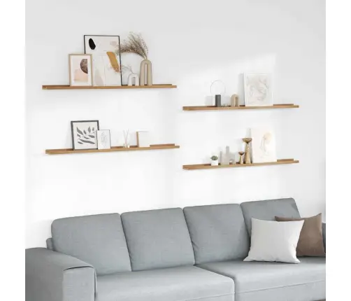 Sienas Plaukts 4 Pcs Brūna 115 X 9 X 3 Cm Inženierijas Koks Vidaxl