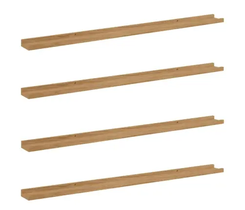 Sienas Plaukts 4 Pcs Brūna 115 X 9 X 3 Cm Inženierijas Koks Vidaxl