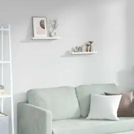 Sieninė Lentyna Su Lentyna 2 Pcs Balti Marmuro 40 X 9 X 3 Cm