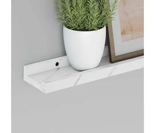 Sieninė Lentyna Su Lentyna 2 Pcs Balti Marmuro 40 X 9 X 3 Cm