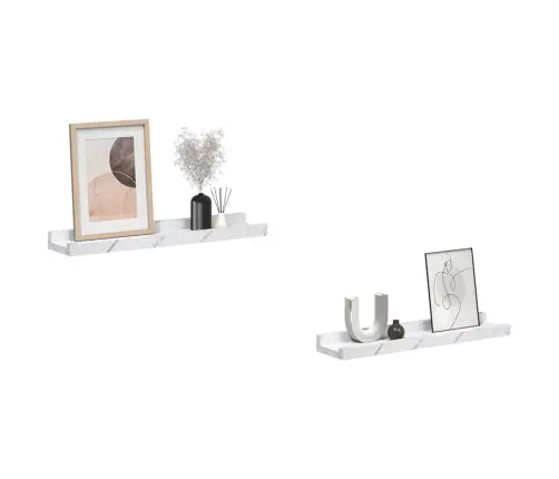 Sieninė Lentyna Su Lentyna 2 Pcs Balti Marmuro 40 X 9 X 3 Cm