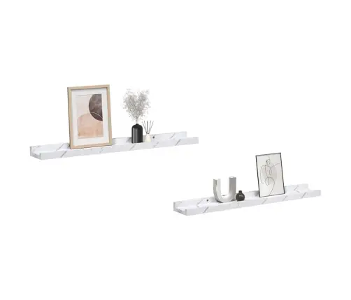 Sieninė Lentyna Su Lentyna 2 Pcs Balti Marmuro 60 X 9 X 3 Cm