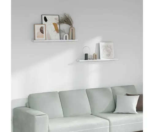 Sieninė Lentyna Su Lentyna 2 Pcs Balti Marmuro 80 X 9 X 3 Cm