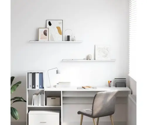 Sienas Plaukts Ar Plauktu 2 Pcs Balts Marmors 100 X 9 X 3 Cm Vidaxl