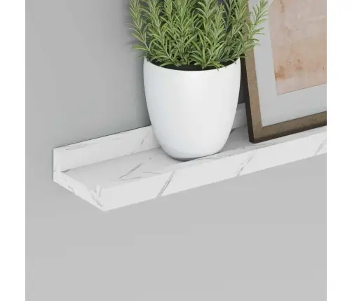 Sienas Plaukts Ar Plauktu 2 Pcs Balts Marmors 100 X 9 X 3 Cm Vidaxl