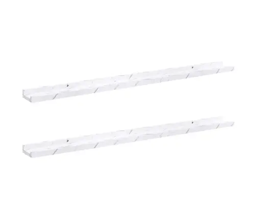 Sienas Plaukts Ar Plauktu 2 Pcs Balts Marmors 100 X 9 X 3 Cm Vidaxl