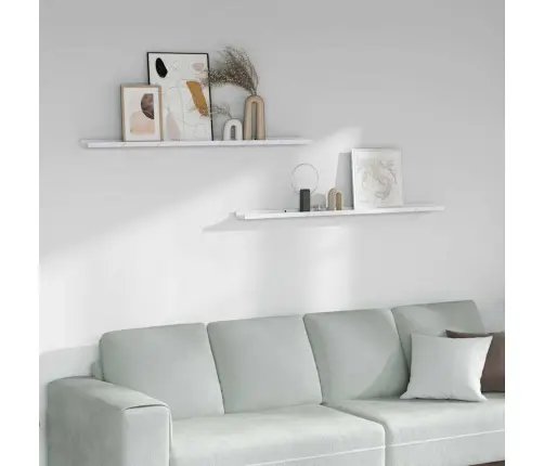 Seinariiul Riiuliga 2 Pcs Valge Marmor 115 X 9 X 3 Cm Tehispuit