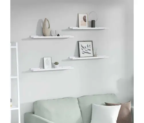 Seinariiul Riiuliga 4 Pcs Valge Marmor 60 X 9 X 3 Cm Tehispuit