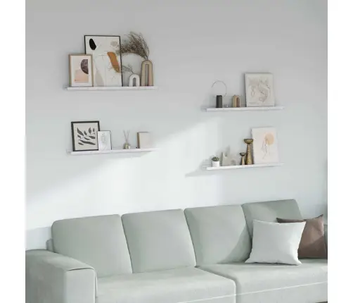 Sieninė Lentyna Su Lentyna 4 Pcs Balti Marmuro 80 X 9 X 3 Cm