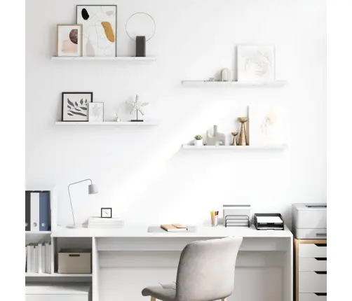 Sieninė Lentyna Su Lentyna 4 Pcs Balti Marmuro 80 X 9 X 3 Cm