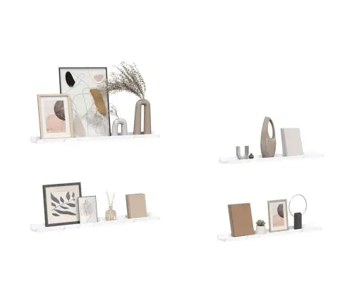 Sieninė Lentyna Su Lentyna 4 Pcs Balti Marmuro 80 X 9 X 3 Cm