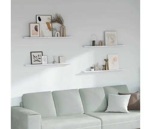 Seinariiul Riiuliga 4 Pcs Valge Marmor 100 X 9 X 3 Cm Tehispuit