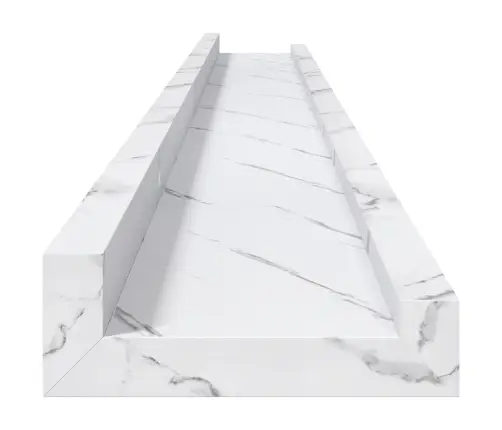 Seinariiul Riiuliga 4 Pcs Valge Marmor 100 X 9 X 3 Cm Tehispuit