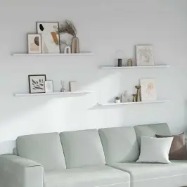 Seinariiul Riiuliga 4 Pcs Valge Marmor 115 X 9 X 3 Cm Tehispuit