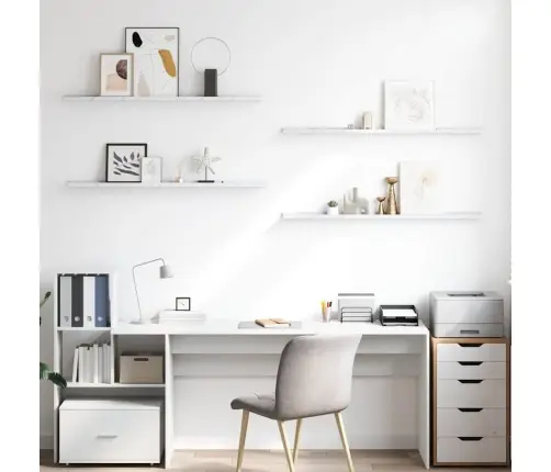 Seinariiul Riiuliga 4 Pcs Valge Marmor 115 X 9 X 3 Cm Tehispuit