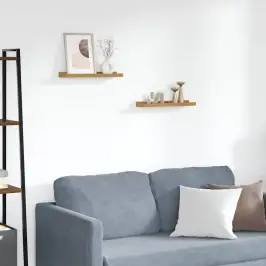 Sienas Plaukts 2 Pcs Bēša 40 X 9 X 3 Cm Inženierijas Koks Vidaxl