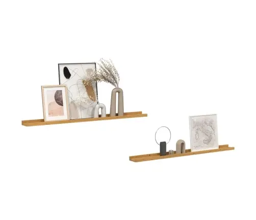 Sienas Plaukts 2 Pcs Bēša 100 X 9 X 3 Cm Inženierijas Koks Vidaxl