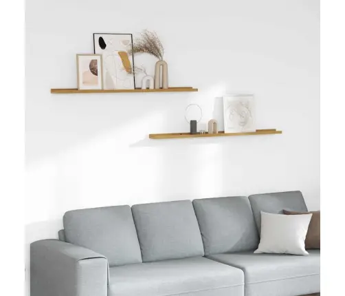 Sienas Plaukts 2 Pcs Bēša 115 X 9 X 3 Cm Inženierijas Koks Vidaxl