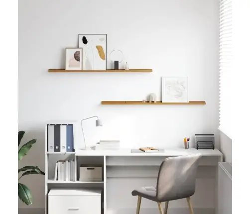 Sienas Plaukts 2 Pcs Bēša 115 X 9 X 3 Cm Inženierijas Koks Vidaxl