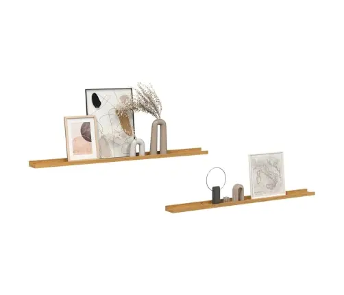 Sienas Plaukts 2 Pcs Bēša 115 X 9 X 3 Cm Inženierijas Koks Vidaxl