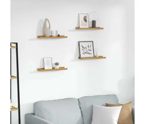 Sienas Plaukts 4 Pcs Bēša 40 X 9 X 3 Cm Inženierijas Koks Vidaxl