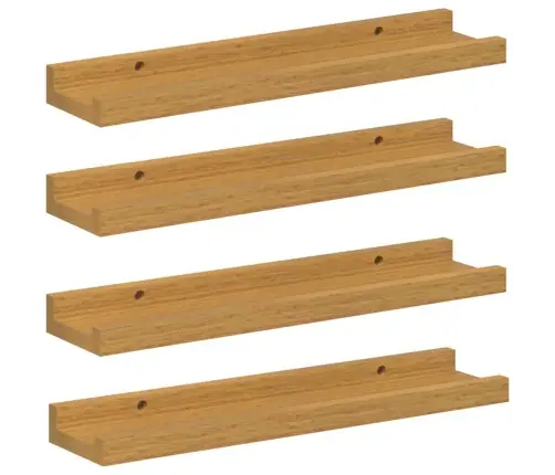 Sienas Plaukts 4 Pcs Bēša 40 X 9 X 3 Cm Inženierijas Koks Vidaxl