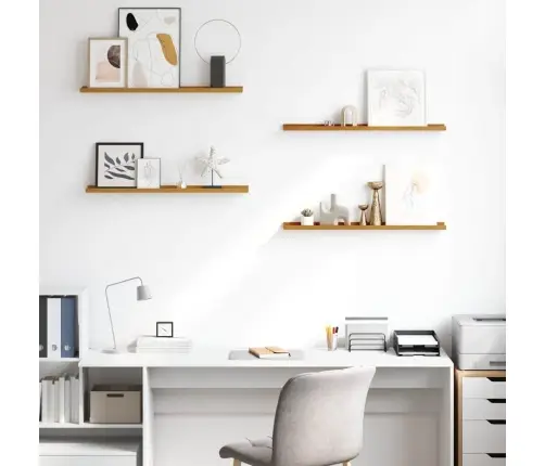 Sienas Plaukts 4 Pcs Bēša 80 X 9 X 3 Cm Inženierijas Koks Vidaxl