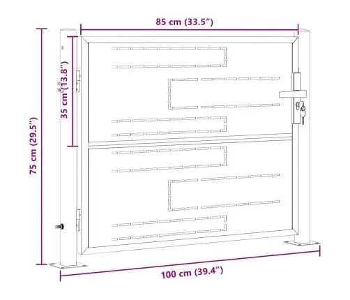 Dārza Vārti Ar Slēdzeni Sudraba 85 X 70 Cm Nerūsējošs Tērauds Vidaxl