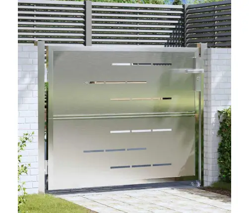 Sodo Vartai Su Užraktu Sidabro 100 X 75 Cm Nerūdijantis Plienas