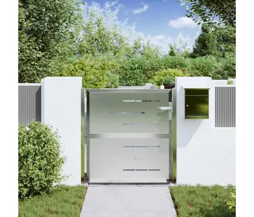 Dārza Vārti Ar Slēdzeni Sudraba 96 X 100 Cm Nerūsējošs Tērauds Vidaxl