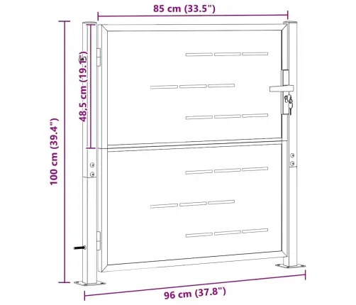 Dārza Vārti Ar Slēdzeni Sudraba 96 X 100 Cm Nerūsējošs Tērauds Vidaxl