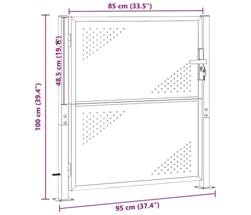 Dārza Vārti Ar Slēdzeni Sudraba 96 X 100 Cm Nerūsējošs Tērauds Vidaxl