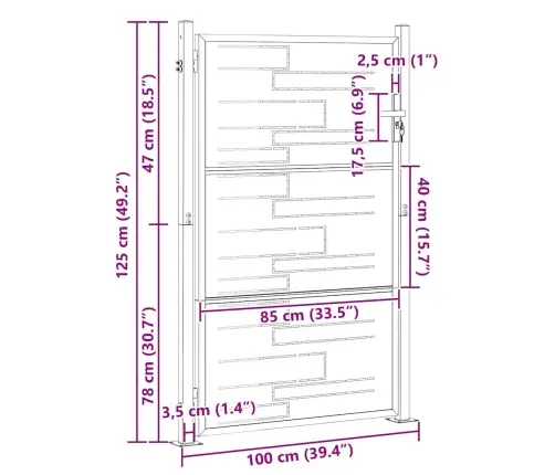 Dārza Vārti Ar Slēdzeni Sudraba 100 X 125 Cm Nerūsējošs Tērauds Vidaxl